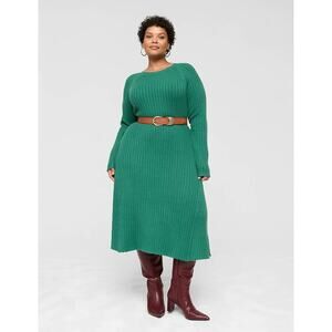 Lane Bryant Rib Sweater A Line Midi Dress Size 10/12 Long Sleeve Holiday Fall